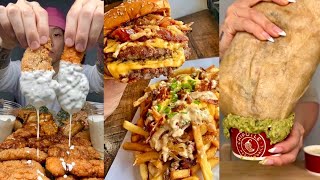 tiktok mukbang compilation 40  chipotle burrito wingstop and more [upl. by Dnilasor173]