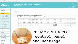 TPLink TDW9970 Modem Router WiFi • Control panel access and settings overview [upl. by Horvitz]