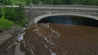 Rain in Duluth causes flooding runoff and high tides on Lake Superior [upl. by Kelwen978]