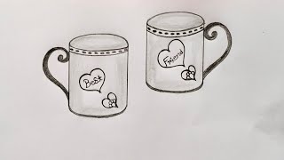 How to draw best friend cup best friend cups drawing drawingbook3988 [upl. by Arukas]