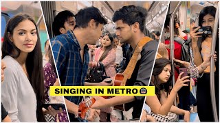 Singing Randomly Hindi Viral Songs In Metro Amazing Girls Reactions😍In Public With Prank Jhopdi K [upl. by Socin]