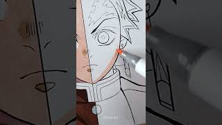 Drawing✨TANJIRO✨ in 1 hour vs 10 hours 😳👺Part2 shorts [upl. by Eydie68]