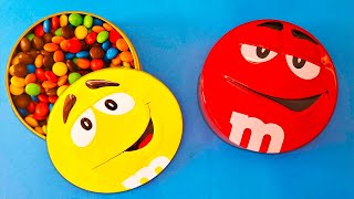 3 Minutes Satisfying Video  Unpacking Red and Yellow MampMs Boxes With Rainbow Candy ASMR [upl. by Munroe51]