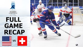 USA vs SWITZERLAND Highlights  2024 IIHF U18 World Championship [upl. by Aihsakal]