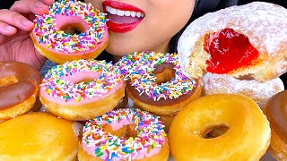 ASMR KRISPY KREME DONUTS STRAWBERRY CHOCOLATE RASPBERRY FILLING EATING NO TALKING ASMR PHAN [upl. by Annahgiel]