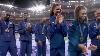 USA Mens amp Womens 4x400m Relay Final Olympic Paris 2024 USA Team Gold Medal with Olympic Record [upl. by Canale]