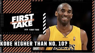 Should Kobe Bryant be ranked higher than No 10 on the NBA anniversary team  First Take [upl. by Attenweiler]