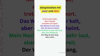 Beispielsätze mit zwar und aber alltagsdeutsch  germangrammar  b1prufung  mündlicheprüfung [upl. by Aronal]