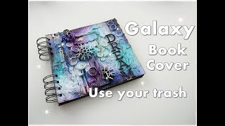 DIY Galaxy Journal Book Cover from Trash Recycling Art ♡ Maremis Small Art ♡ [upl. by Gambrell]