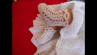 Zapatos para niño Dios a crochet con punto trigo o espiga y circulos [upl. by Merri22]