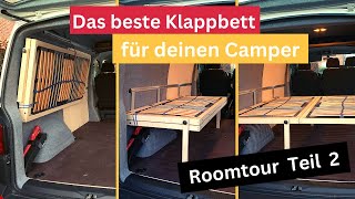 Camporter  Roomtour Teil 2  Klappbett im VW Bus T6  kurzer Radstand [upl. by Grindlay514]