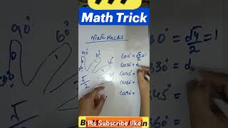 Math Trick for Cosine function values at different angles shorts math mathematics mathteacher [upl. by Odille]