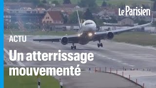 Suisse  un Boeing rebondit sur la piste d’atterrissage tangue et redécolle en urgence [upl. by Ellohcin]