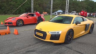 Modified Cars Drag Racing R8 V10 992 Turbo S 850HP TT RS 527HP Golf 8R M140i [upl. by Garaway]