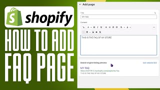 Shopify FAQ Page Tutorial 2024  How To Add FAQ Page On Shopify [upl. by Mariko]