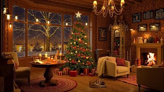 Relaxing Christmas Jazz with Snowfall for Sleep ☕🎄 Cozy Christmas Coffee Shop Ambience [upl. by Auos]