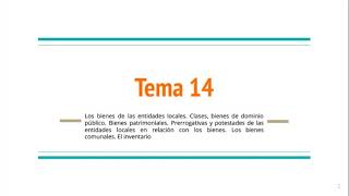 Tema 141 quotLos bienes de las entidades locales Clases bienes de dominio públicoquot [upl. by Normac]