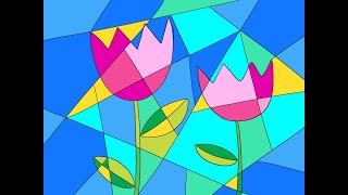 Cubism inspired flowers  How to draw Cubism art step by step  Tulip flower drawing [upl. by Rebma]