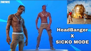 Fortnite Travis Scott HeadBanger Emote x SICKO MODE [upl. by Ytsirc]