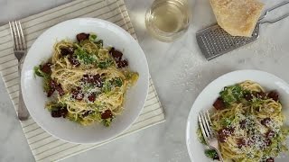 Brussels Sprouts and Bacon Pasta Everyday Food with Sarah Carey [upl. by Inglebert]