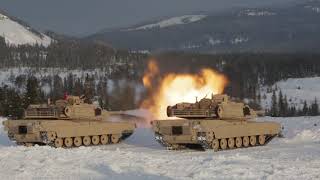 M1A1 Abrams Main Battle Tanks Live Fire in Norway [upl. by Lekar181]