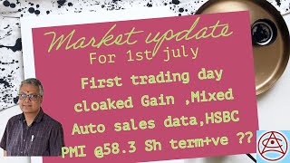 stockmarket Nifty First trading day cloaked GainMixed Auto sales dataHSBC PMI 583 Sh termve [upl. by Aicilev]