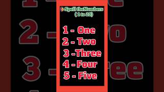 Spell the numbers 1 to 20  1 to 20 spellings spelling of 1 to 20 preschool staylittlechannel [upl. by Brest]