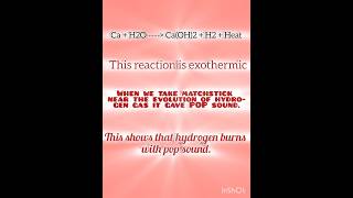 Hydrogen gas with POP sound hydrogen calcium reaction exothermicreaction [upl. by Olemrac574]