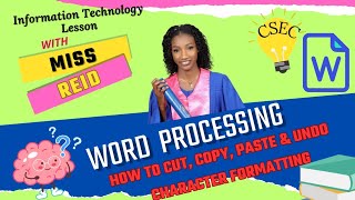 Word Processing Word Processor Character FormattingHow to Copy Cut amp Paste  Miss Reid [upl. by Combs]