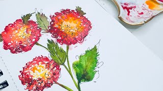 The watercolor Lantana in three different ways [upl. by Civ41]