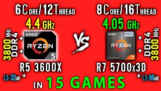 Ryzen 5 3600x vs Ryzen 7 5700x3D Test in 15 Games or R7 5700x3D vs R5 3600x OC [upl. by Amaleta]