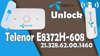 TELENOR 4G E8372H 2132862001460 Unlock Solution  All Network Unlock [upl. by Amirak]