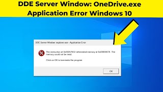 DDE Server Window OneDriveexe Application Error Windows 10  2024 [upl. by Alysa]