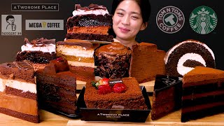 🍫초코는 사랑입니다❤️무려 10가지 초코케이크 먹방❤  Starbucks Twosome Place Tom N Toms Chocolat cake ASMR Mukbang [upl. by Lesly]