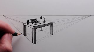 How to Draw a Table using TwoPoint Perspective Narrated [upl. by Ethelind]