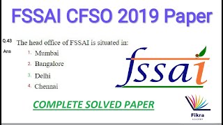 FSSAI Previous year paper 2019 with answers  Central Food Safety Officer CFSO [upl. by Codee929]