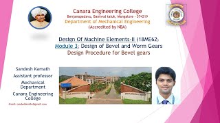 VTU DME II 18ME62 M3 L2 Design of Bevel and worm Gears Design Procedure for Bevel gears [upl. by Nerehs962]