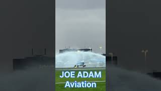 WATER CANNON SALUTE FOR KLM Flight1 B737 JoeAdamAviation aviation boeing [upl. by Brebner]