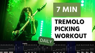 7 MIN TREMOLO PICKING WORKOUT  how to build up speed FAST [upl. by Laehcim697]