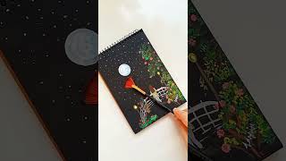 Moonlit night painting Black art 🤍art artandpainting painting short [upl. by Leinod156]