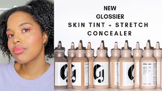 NEW Glossier Perfecting Skin Tint  Stretch Concealer Shades on Dark Skin  ADIA adores [upl. by Naoj]