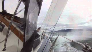 High wind sailing on Bellingham Bay  heavy weather on Horizen Nov 18 2012  Catalina 36 [upl. by Minica]