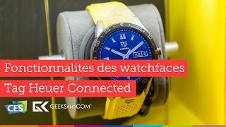 Fonctionnalités des Watchfaces de la Tag Heuer Connected sous Android Wear  CES 2016 [upl. by Kathlin]