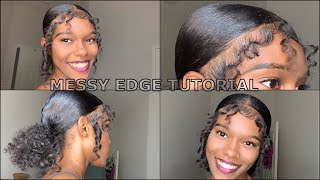 HOW TO LAY EDGES  MESSYFLUFFY EDGES LOW BUN  NATURAL HAIR [upl. by Rizan]