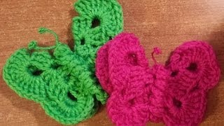 Tutorial Farfalla alluncinetto  butterfly crochet  mariposa crochet [upl. by Marvel]