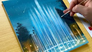 How to Draw a Pretty Night View  Acrylic Painting [upl. by Resor]