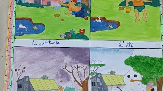 Four seasons drawing for school Project🎨🖌️🖌️ [upl. by Orsa975]