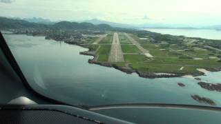 Wideroe Dash 8 cockpit view 2 landings Bodø Airport Norway [upl. by Llennoc]