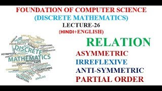 RELATION ASYMMETRIC IRREFLEXIVE ANTISYMMETRICPARTIAL ORDER [upl. by Eillo285]