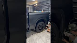 Wrapping a GMC Sierra Quarter Panel in Matte Black🖤 carwrap carwrapping carwraps [upl. by Wilber747]